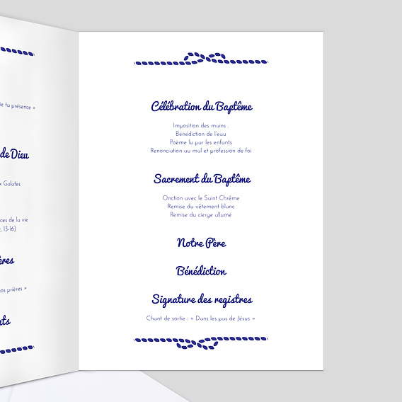 Livret de messe baptême  Marin Intérieur Droit