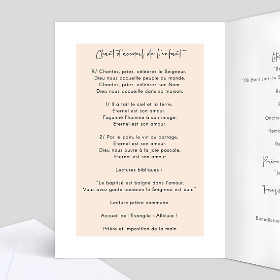 Livret de messe baptême Bandeau Intérieur Gauche