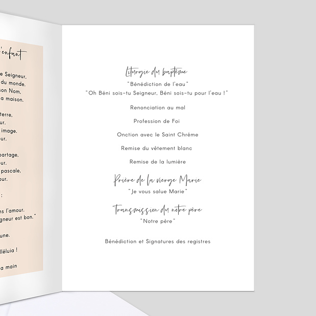Livret de Messe Baptême Bandeau Intérieur Droit