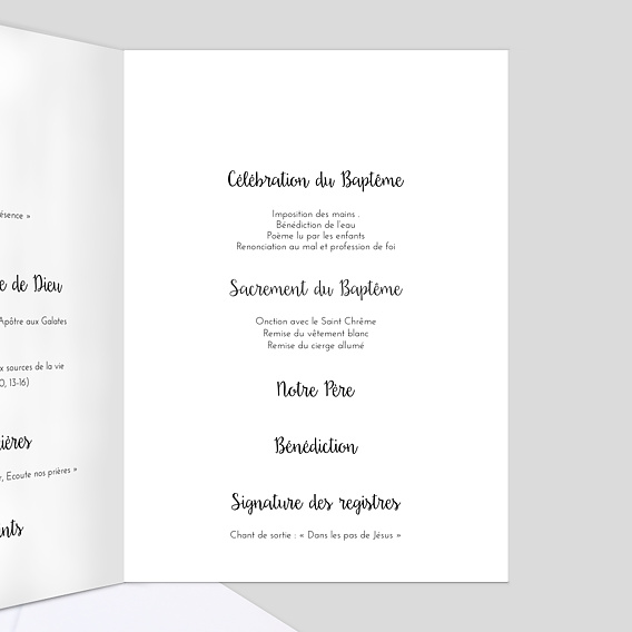 Livret de messe baptême  Croix d'Or Intérieur Droit