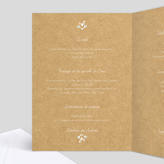 Livret de messe baptême  Dentelle kraft Intérieur Gauche
