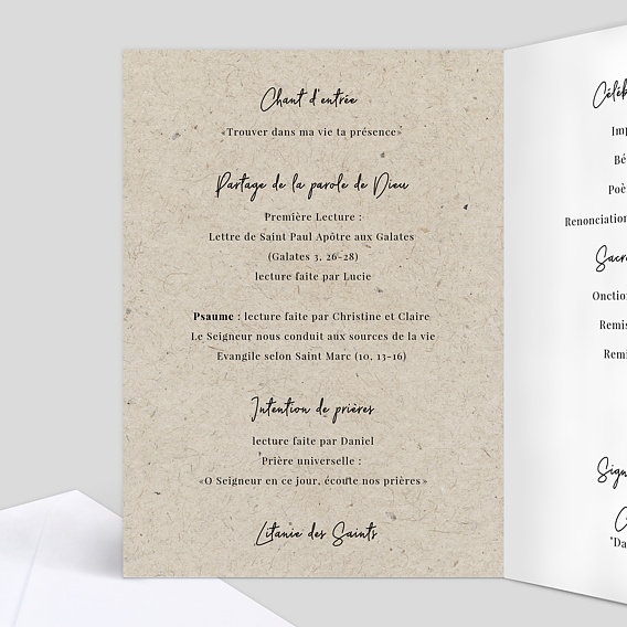 Livret de messe baptême  Esprit Chiné Intérieur Gauche