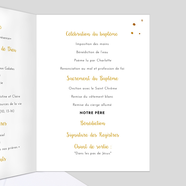 Livret de Messe Baptême Golden Dots Intérieur Droit