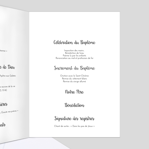 Livret de Messe Baptême Croix d’Or Intérieur Droit