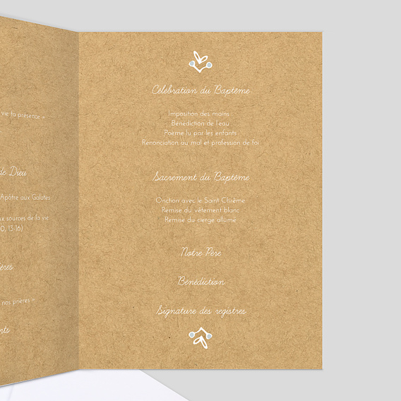 Livret de messe baptême Dentelle kraft Intérieur Droit