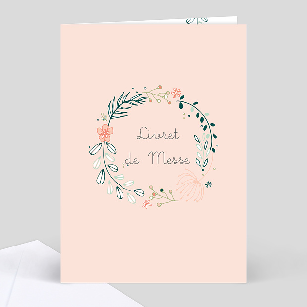 Livret de messe baptême Couronne de fleurs