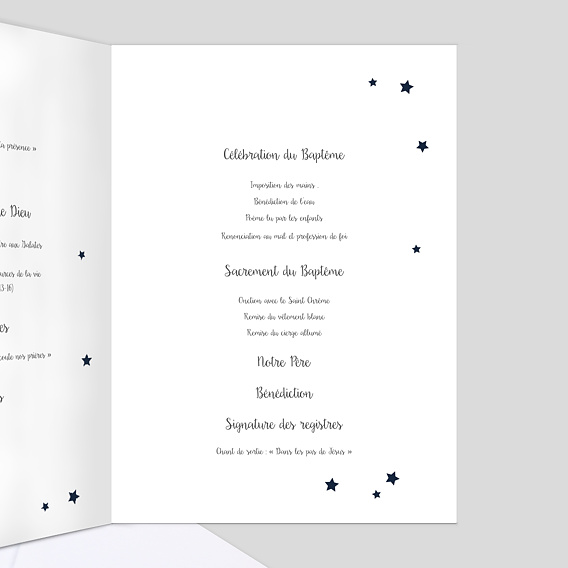 Livret de messe baptême Étoiles Marines Intérieur Droit