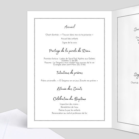Livret de messe baptême  Lettres chic Intérieur Gauche