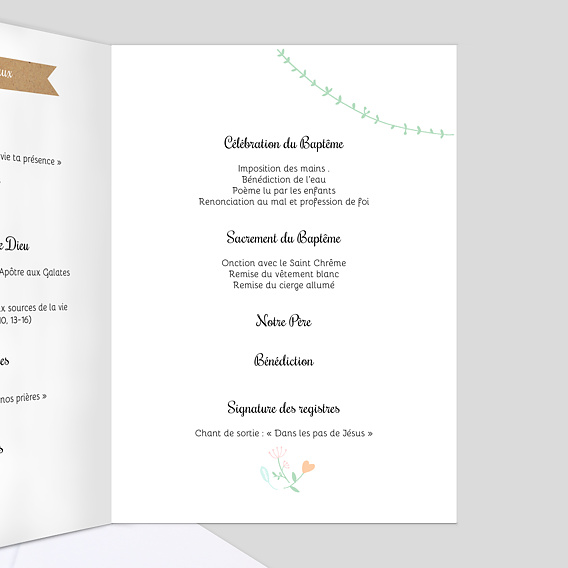 Livret de messe baptême  Promenade Champêtre Intérieur Droit