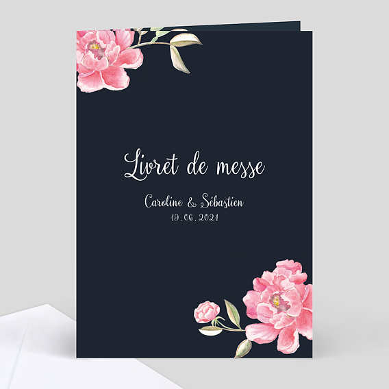 Livret de messe de mariage Dark Peony