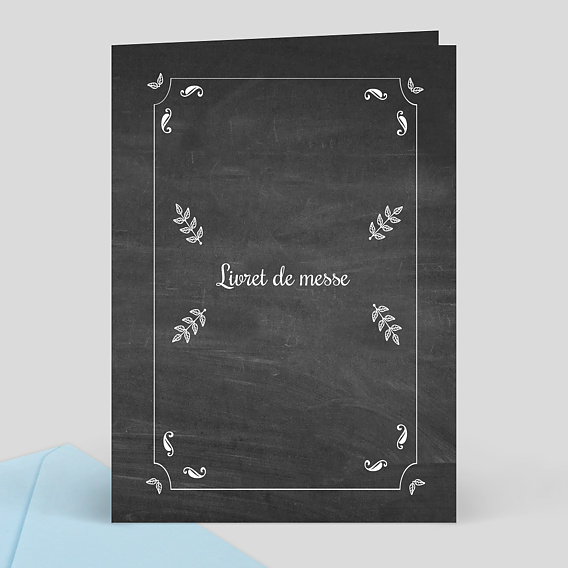 Livret de Messe de Mariage Feuilles Ardoise