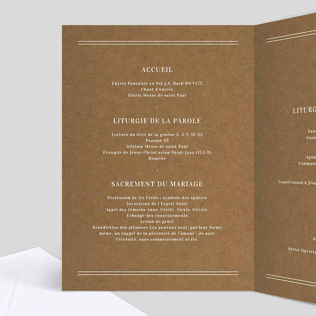 Livret de messe de mariage Bohème Intérieur Gauche