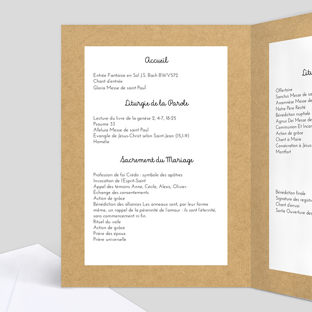Livret de Messe de Mariage Bucolique Intérieur Gauche