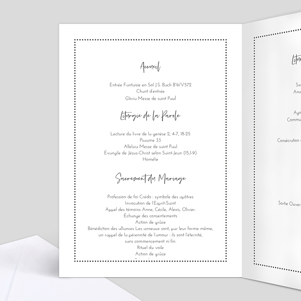 Livret de Messe de Mariage Lettres Chic Intérieur Gauche