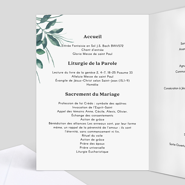 Livret de Messe Luxe Intérieur Gauche