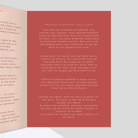 Livret messe mariage  Velours Intérieur Droit