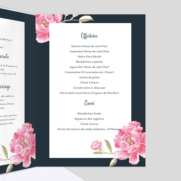 Livret de messe de mariage Dark Peony Intérieur Droit