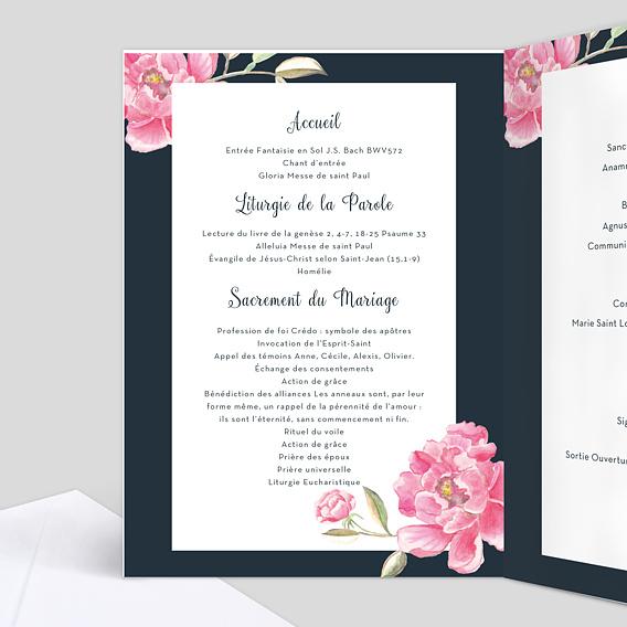 Livret messe mariage  Dark Peony Intérieur Gauche