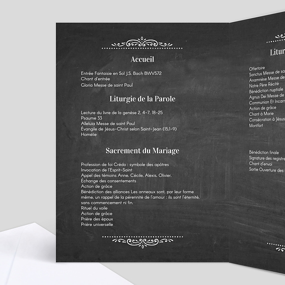 Livret messe mariage  Polaroïd Intérieur Gauche
