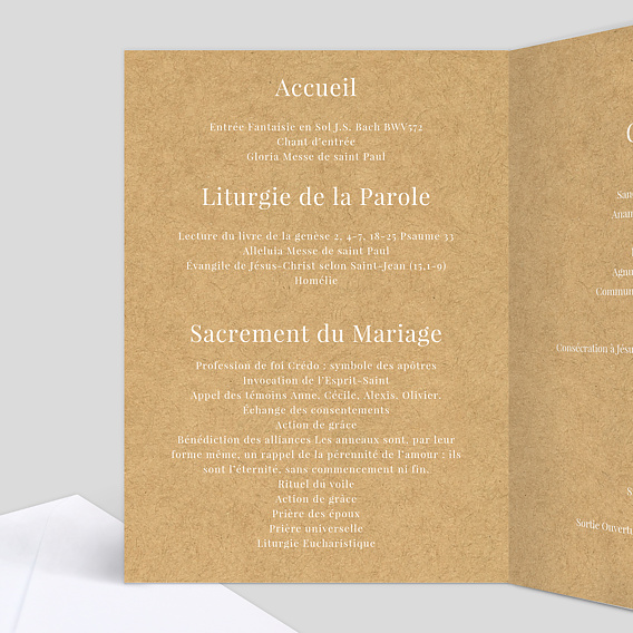 Livret messe mariage  Lauriers Intérieur Gauche