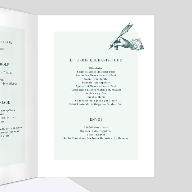 Livret de Messe de Mariage Badinage Intérieur Droit
