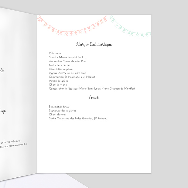 Livret de Messe de Mariage Mariage Illustré Intérieur Droit