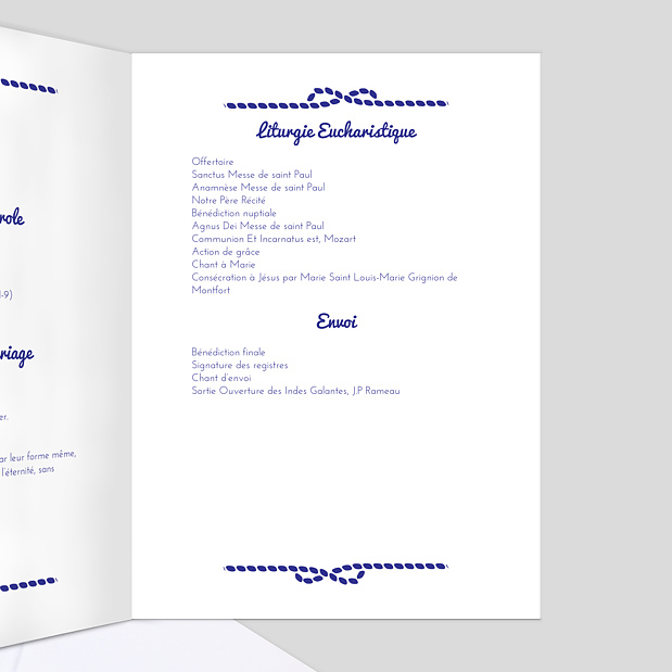 Livret de Messe de Mariage Mer Intérieur Droit
