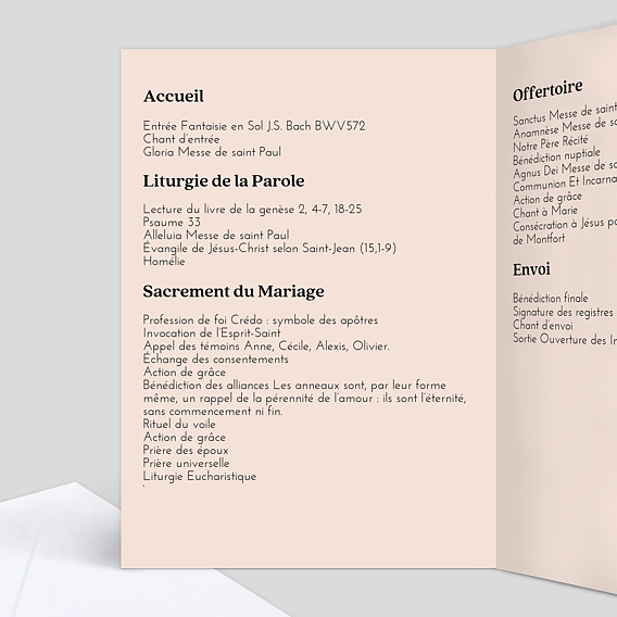 Livret messe mariage  Anémone Intérieur Gauche