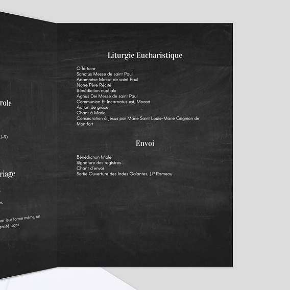 Livret messe mariage  Ardoise Intérieur Droit