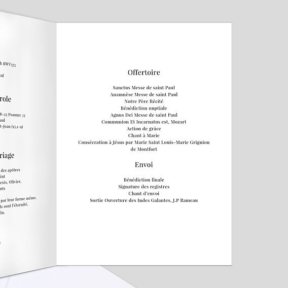 Livret messe mariage Calligraphie Intérieur Droit