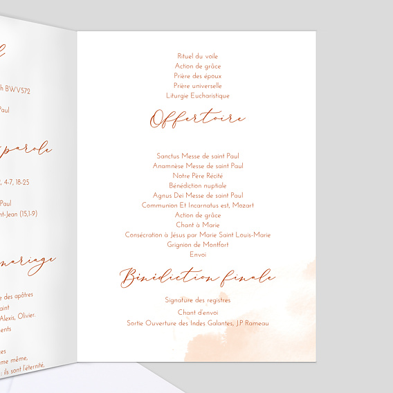 Livret messe mariage Été Indien Intérieur Droit