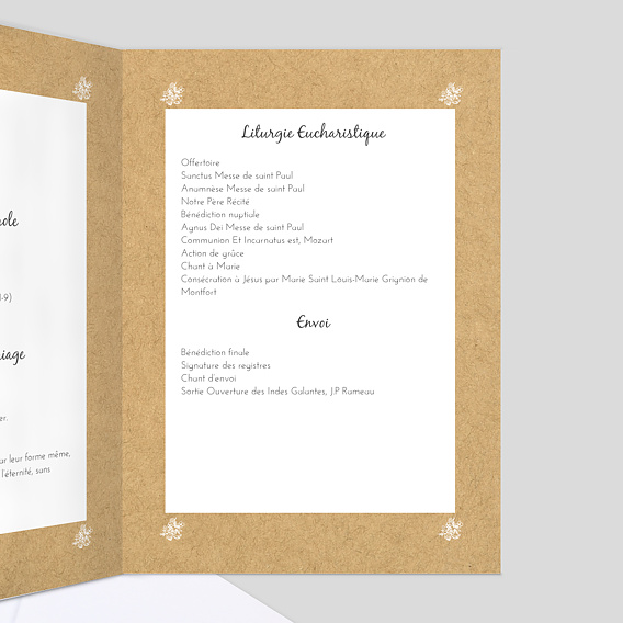 Livret messe mariage  Jolie Dentelle Intérieur Droit