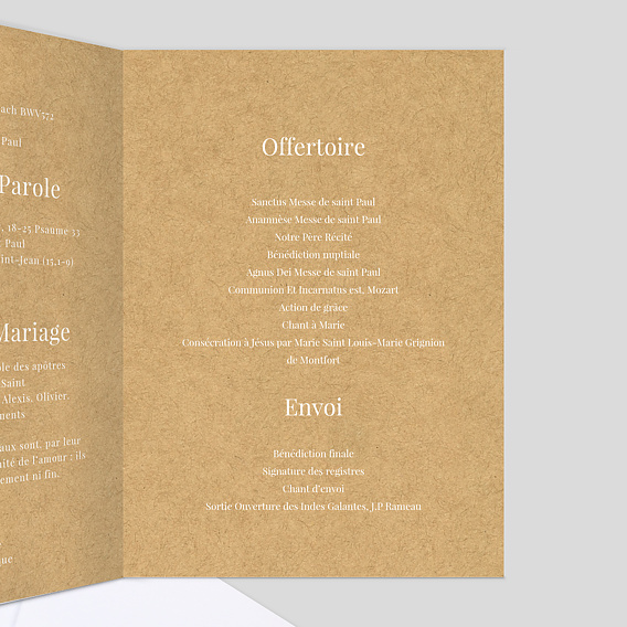 Livret messe mariage Lauriers Intérieur Droit