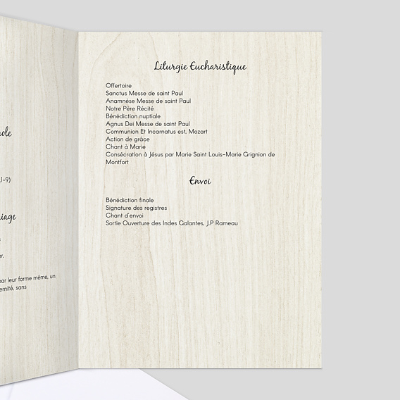 Livret messe mariage  Photomaton Intérieur Droit