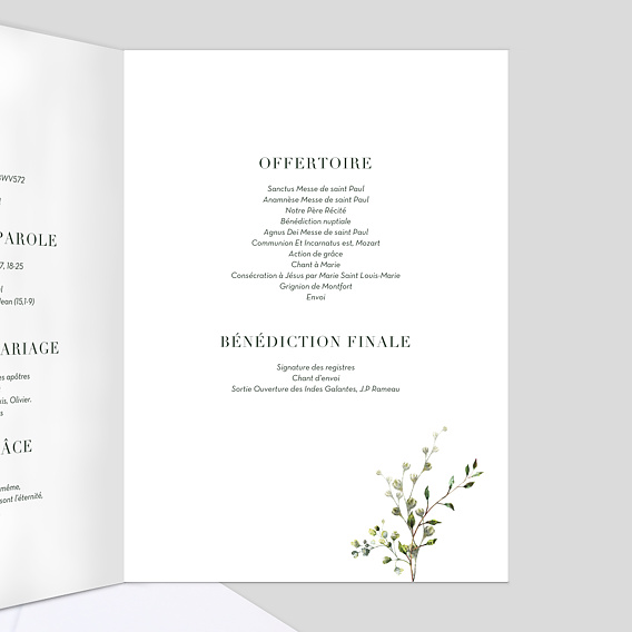 Livret messe mariage  Herbarium Intérieur Droit