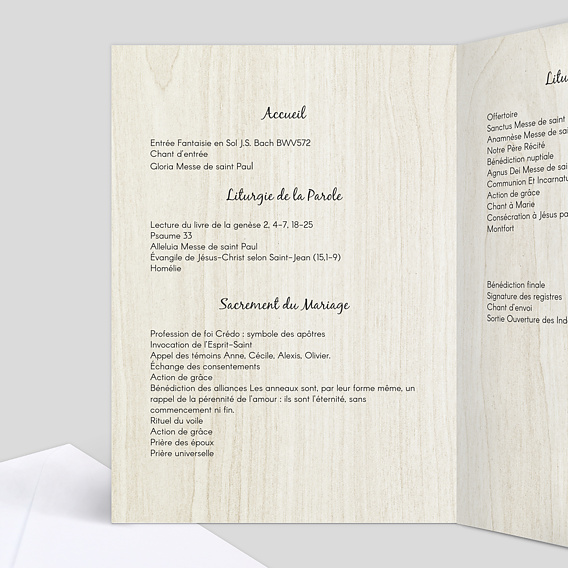 Livret messe mariage  Photomaton Intérieur Gauche