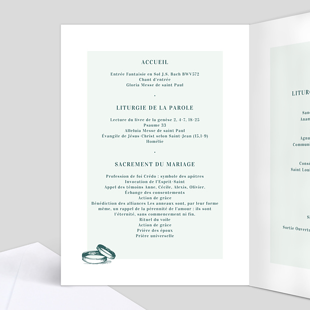 Livret de Messe de Mariage Badinage Intérieur Gauche