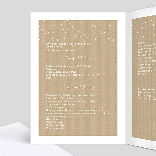 Livret de messe de mariage Instant rêvé Intérieur Gauche