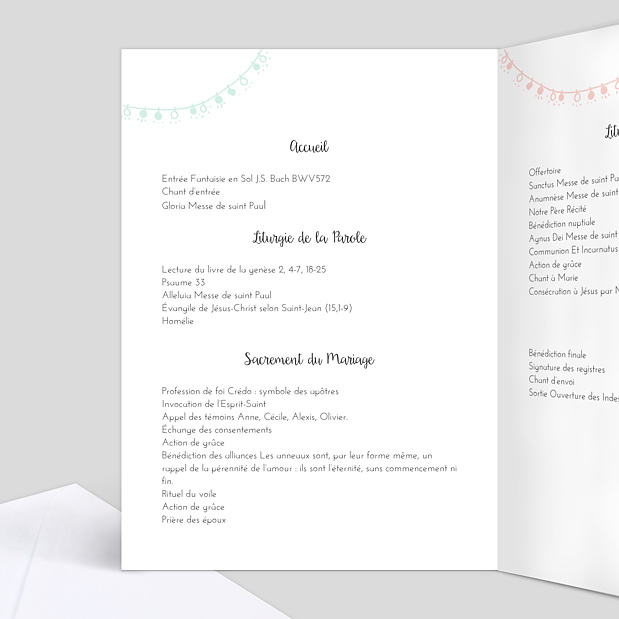 Livret de Messe de Mariage Mariage Illustré Intérieur Gauche