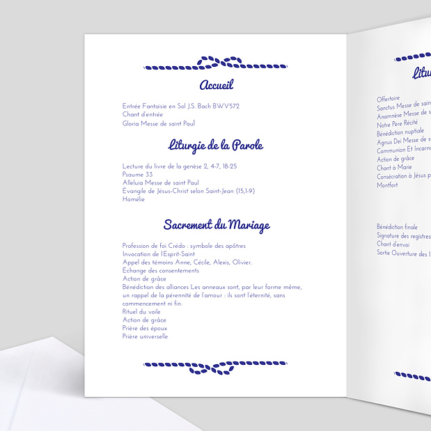 Livret de Messe de Mariage Mer Intérieur Gauche