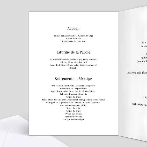 Livret messe mariage Calligraphie Intérieur Gauche
