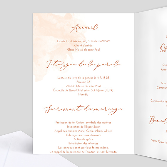 Livret messe mariage Été Indien Intérieur Gauche