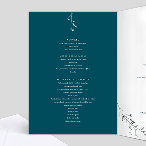 Livret messe mariage  Idylle Intérieur Gauche