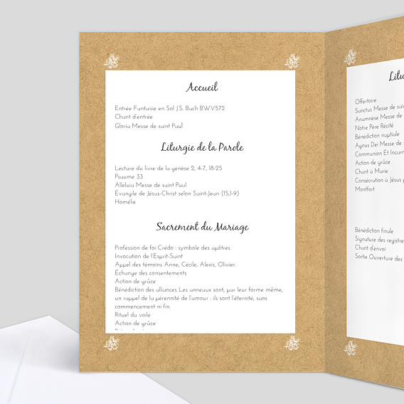 Livret messe mariage  Jolie Dentelle Intérieur Gauche