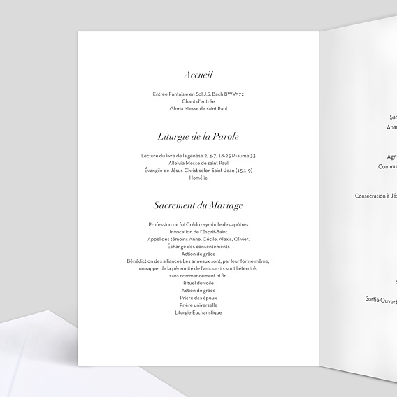 Livret messe mariage  Sobre & Jolie Intérieur Gauche