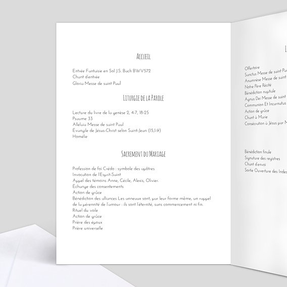 Livret messe mariage  Couronne Fleurie Intérieur Gauche