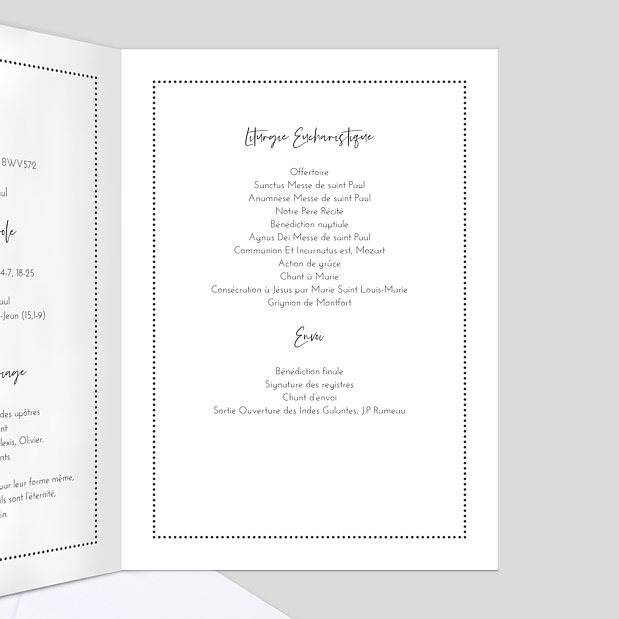 Livret de Messe de Mariage Lettres Chic Intérieur Droit