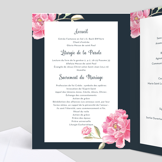 Livret de messe de mariage Dark Peony Intérieur Gauche