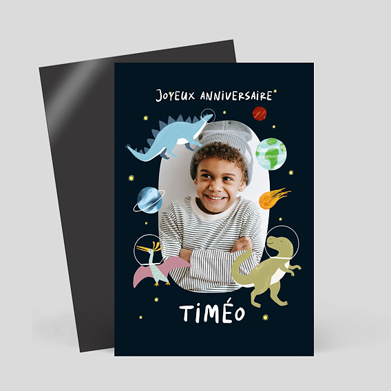 Magnet anniversaire Dinosaures dans l'Espace