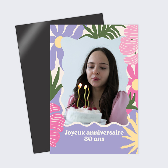 Magnet anniversaire Fleurs Modernes